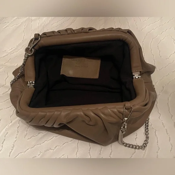 Genuine Leather Brown Crossbody Dumpling Bag - Picture 4 of 14